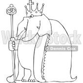Royalty-Free Vetor Clip Art Illustration of a Coloring Page Outline Of An Elephant King © djart #1055089