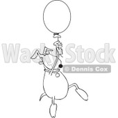 Royalty-Free Vector Clip Art Illustration of a Coloring Page Outline Of A Dog Floating Away With A Balloon © djart #1055601
