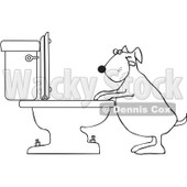 Royalty-Free Vector Clip Art Illustration of a Coloring Page Outline Of A Dog Drinking From A Toilet © djart #1055609