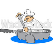 Royalty-Free Vector Clip Art Illustration of a Chef Paddling In A Pan © djart #1055659