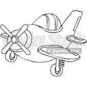 Royalty-Free Vector Clip Art Illustration of a Coloring Page Outline Of A Small Plane © djart #1056409