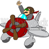 Royalty-Free Vector Clip Art Illustration of a Waving Pilot Flying His Plane © djart #1056413