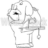 Royalty-Free Vector Clip Art Illustration of a Coloring Page Outline Of A Man Carrying An Elephant © djart #1057872
