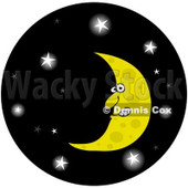 Royalty-Free Clip Art Illustration of a Crescent Moon In A Glowing Starry Night Sky Circle © djart #1057886