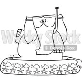 Royalty-Free Vector Clip Art Illustration of a Coloring Page Outline Of An Elephant In A Kiddie Pool © djart #1057893