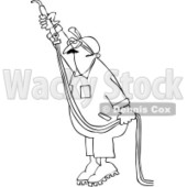 Royalty-Free Vector Clip Art Illustration of a Coloring Page Outline Of A Worker Man Using An Acetylene Torch © djart #1057895