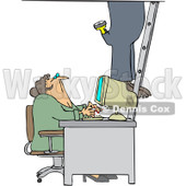 Royalty-Free Vector Clip Art Illustration of a Secretary Checking Out A Worker As He Climbs A Ladder In An Office © djart #1061047