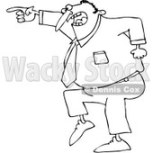 Clipart Outlined Mad Businessman Pointing - Royalty Free Vector Illustration © djart #1062792