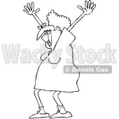 Clipart Outlined Scared Woman Screaming - Royalty Free Vector Illustration © djart #1062800