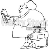 Clipart Outlined Woman Reading Extinguisher Manual - Royalty Free Vector Illustration © djart #1062820