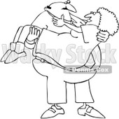 Clipart Outlined Man Carrying His Lady - Royalty Free Vector Illustration © djart #1065009
