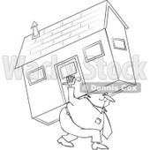 Clipart Outlined Man Carrying A House - Royalty Free Vector Illustration © djart #1065010