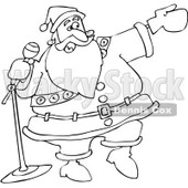 Clipart Outlined Santa Introducing - Royalty Free Vector Illustration © djart #1067566