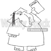 Clipart Outlined Graduate Elephant With A Diploma - Royalty Free Vector Illustration © djart #1068861