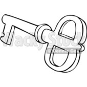 Clipart Outlined Skeleton Key 1 - Royalty Free Vector Illustration © djart #1069038