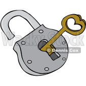 Clipart Skeleton Key And Padlock - Royalty Free Vector Illustration © djart #1069333