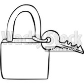 Clipart Outlined Key And Padlock - Royalty Free Vector Illustration © djart #1069336