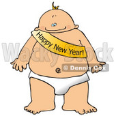 New Year's Baby Wearing a Happy New Year Sash Clipart Illustration © djart #10697