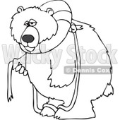 Clipart Outlined Bear With A Life Buoy On His Head - Royalty Free Vector Illustration © djart #1069900