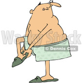 Clipart Man In Boxers Putting His Slippers On - Royalty Free Vector Illustration © djart #1071941
