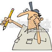Clipart Author Man With Writers Block Scratching His Head And Holding A Pencil - Royalty Free Vector Illustration © djart #1071942
