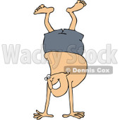 Clipart Man Doing A Handstand In Shorts - Royalty Free Vector Illustration © djart #1073583
