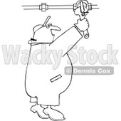 Clipart Outlined Plumber Turning On A Pipe Valve - Royalty Free Vector Illustration © djart #1077722