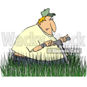 Clipart White Man Mowing In Really Tall Grass - Royalty Free Vector Illustration © djart #1078203