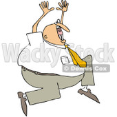 Clipart Crazy Businessman Running And Screaming - Royalty Free Vector Illustration © djart #1078206