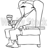Clipart Outlined Businessman Relaxing With Wine After A Long Day - Royalty Free Vector Illustration © djart #1078426