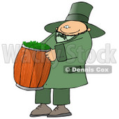 Happy St Paddy's Day Leprechuan Carrying a Barrel of Clovers Clipart © djart #10788