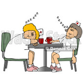 Two Exhausted Nurses Napping on a Break at the Hospital Clipart © djart #10792