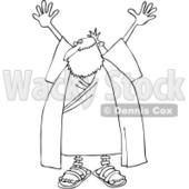 Clipart Outlined Moses Holding Up His Arms - Royalty Free Vector Illustration © djart #1080443