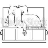 Clipart Outlined Elephant Rising In A Coffin - Royalty Free Vector Illustration © djart #1081323