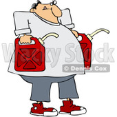 Clipart Man Carrying Two Gas Cans - Royalty Free Vector Illustration © djart #1082184