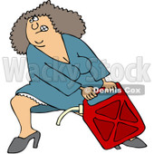 Clipart Woman Lugging A Heavy Gas Can - Royalty Free Vector Illustration © djart #1082264
