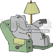 Clipart Elephant Holding A Tv Remote And Drink In A Recliner - Royalty Free Vector Illustration © djart #1082265