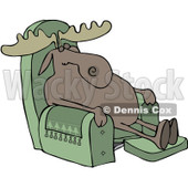 Clipart Moose Sleeping In A Recliner Chair - Royalty Free Vector Illustration © djart #1082268