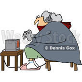 Clipart Cold Woman Wearing Bunny Slippers And Muffs By A Space Heater - Royalty Free Vector Illustration © djart #1082535