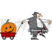Clipart Vampire Pulling A Large Halloween Pumpkin An A Wagon - Royalty Free Vector Illustration © djart #1082567