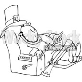 Clipart Outlined Thanksgiving Pilgrim Relaxing In A Recliner - Royalty Free Vector Illustration © djart #1082569