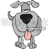 Clipart Gray Dog Facing Forward With His Tongue Hanging Out - Royalty Free Vector Illustration © djart #1082571