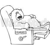 Clipart Outlined Bear Relaxing In A Recliner Chair - Royalty Free Vector Illustration © djart #1082829