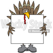 Clipart Turkey Holding A Thanksgiving Sign - Royalty Free Vector Illustration © djart #1083582