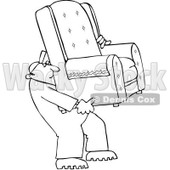 Clipart Outlined Furniture Repo Or Delivery Man Carrying A Chair - Royalty Free Vector Illustration © djart #1084437
