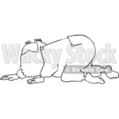 Clipart Outlined Santa Crawling And Searching - Royalty Free Vector Illustration © djart #1084438
