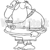 Clipart Outlined Santa Wondering Where His Pants Are - Royalty Free Vector Illustration © djart #1084440
