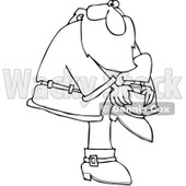 Clipart Outlined Santa Putting His Boots On - Royalty Free Vector Illustration © djart #1084848