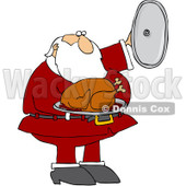 Clipart Santa Presenting A Roasted Turkey - Royalty Free Vector Illustration © djart #1084862