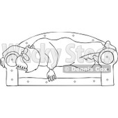 Clipart Outlined Santa Sleeping On A Couch - Royalty Free Vector Illustration © djart #1086599